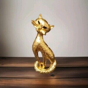 Vintage Cat Brooch Gold Pin Monet Max Factor Primitif Sophisti-Cat MCM Kitten 50